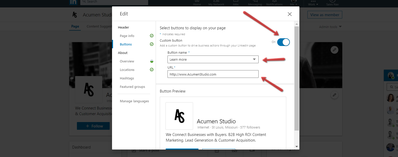 Acumen_Studio_LinkedIn_Company_Page_Profile_Button_Settings